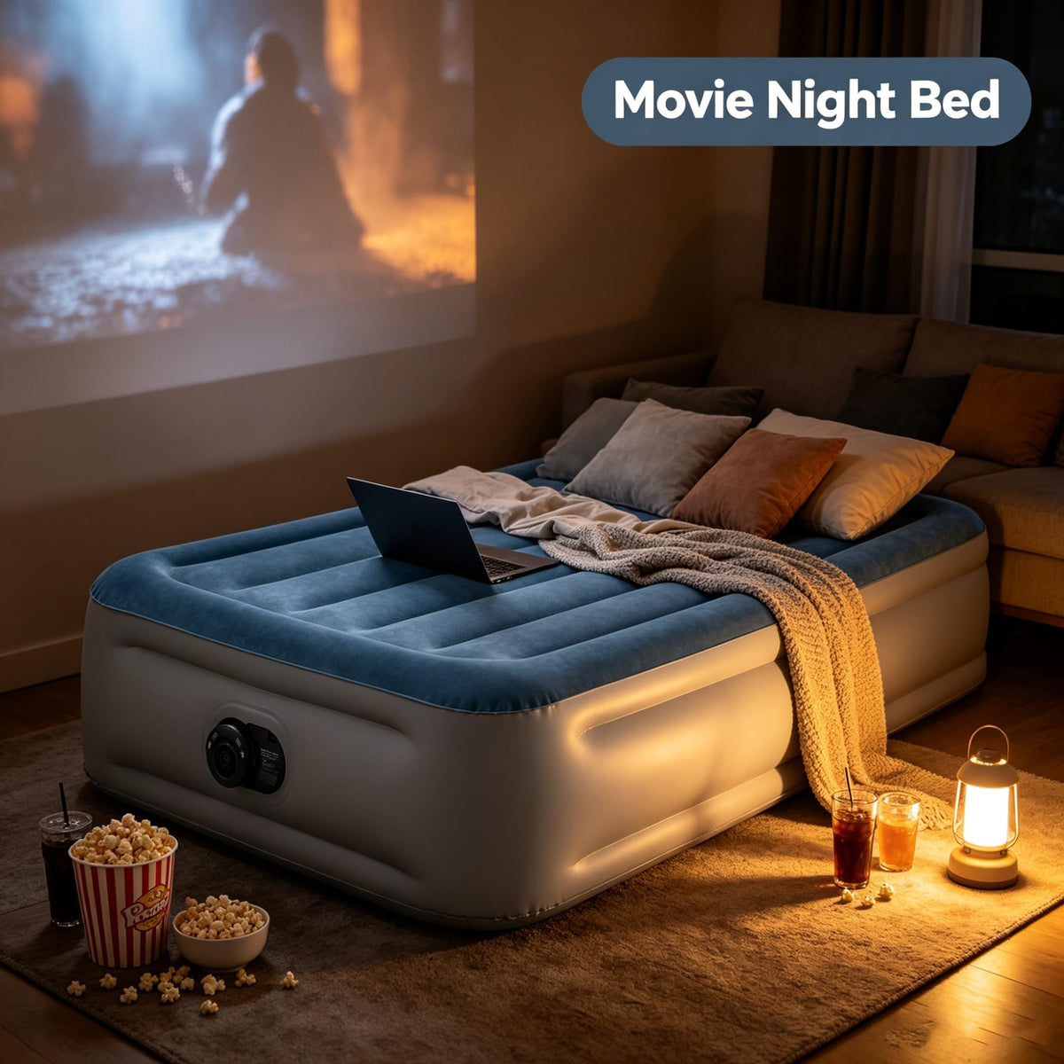 15 Inch Twin Essential Rest Dura-Beam Inflatable Air Mattress With Built-in Electric Pump, Velvet Flocked Top, Edge Reinforced Stable Bed, 300 LBS Capacity, Portable Carry Bag For Guest Camping Travel product image