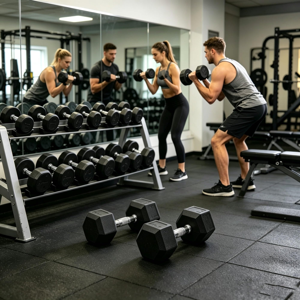 25 Lb Single Rubber Hex Dumbbell, Non-Roll Cast Iron Weight With Knurled Chrome Grip For Home Gym Full-Body Strength Training product image