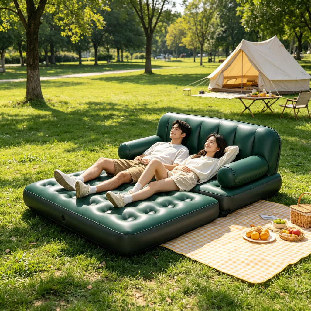 5-in-1 Inflatable Air Couch, Convertible Sofa Bed With Quick Valve, Holds 661lbs Indoor Outdoor Use product image