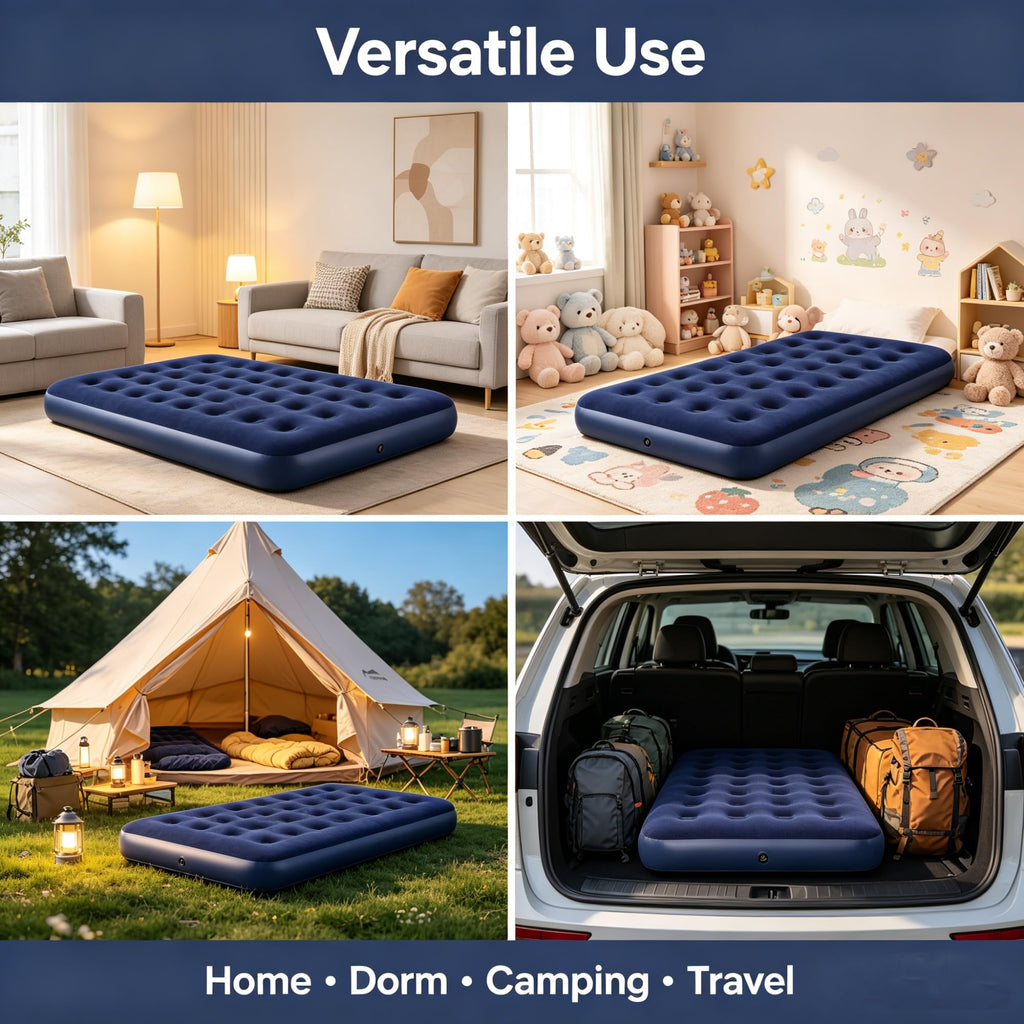 10 Inch Twin Inflatable Air Mattress Without Pump, Coil Beam Blow Up Bed With Flocked Top, 330 LBS Weight Capacity, Repair Patch Included For Indoor Guest Room Outdoor Camping Travel product image