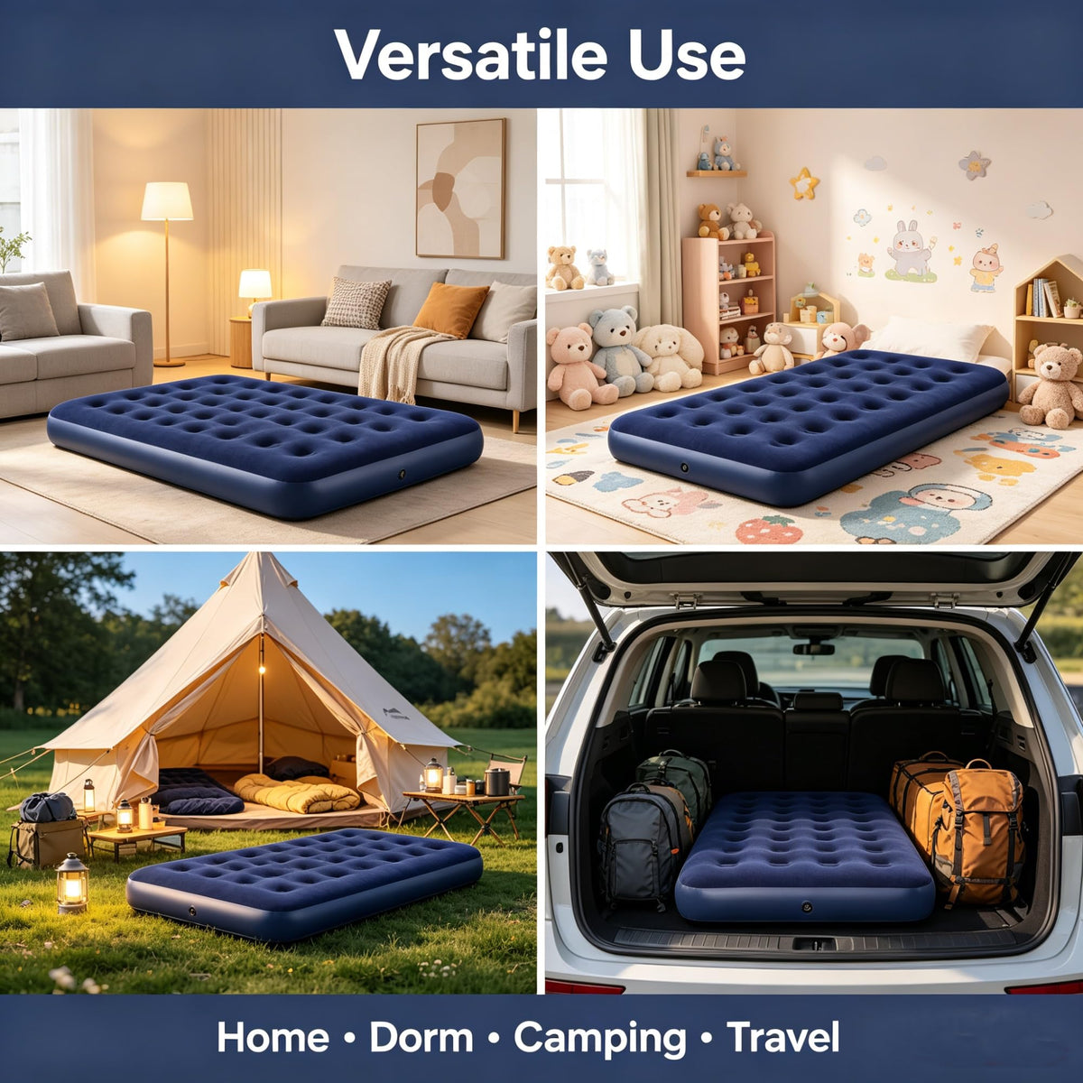 10 Inch Twin Inflatable Air Mattress Without Pump, Coil Beam Blow Up Bed With Flocked Top, 330 LBS Weight Capacity, Repair Patch Included For Indoor Guest Room Outdoor Camping Travel product image