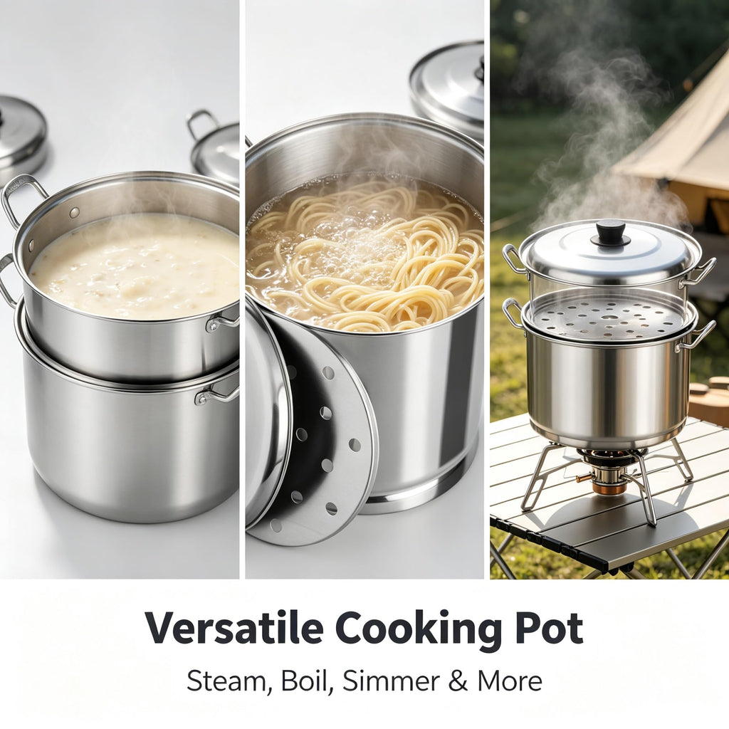 16 Quart Aluminum Steamer Pot With Removable Steam Insert And Matching Lid product image