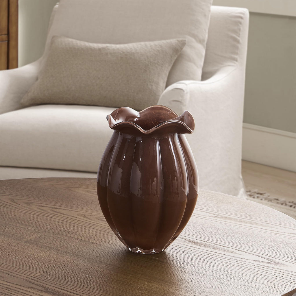 9" Brown Milky Glass Vase - product image 5