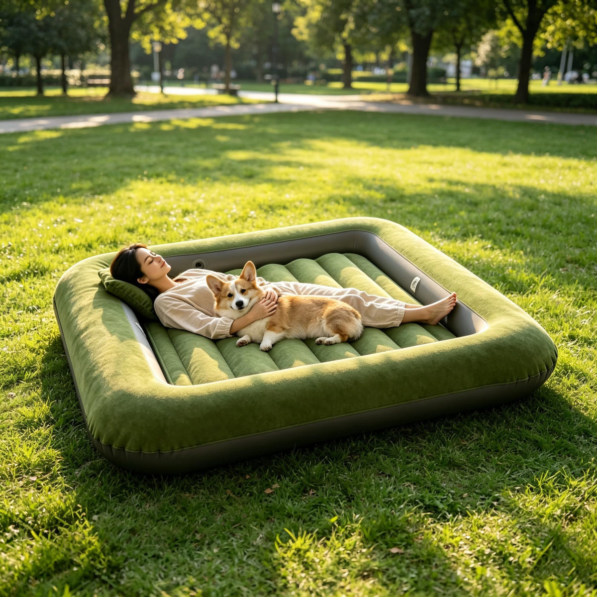 Inflatable Air Mattress, 60×35×7in Roll-Resistant Blow Up Bed With Repair Patch, No Pump For Indoor Camping product image