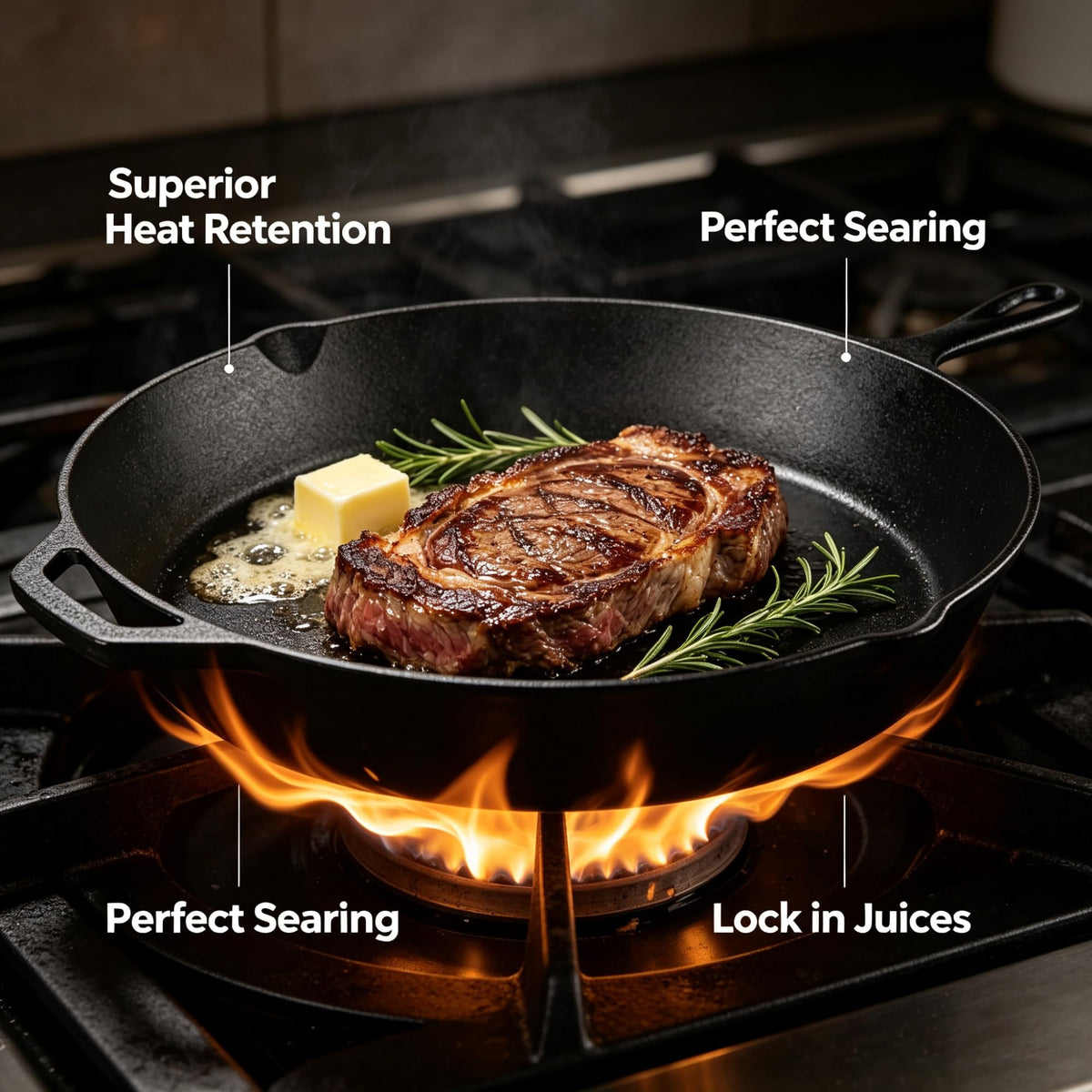15 Inch Pre-Seasoned Cast Iron Skillet With Dual Handles, Large Cooking Pan With Pour Spouts For Stovetop, Grill And Campfire product image