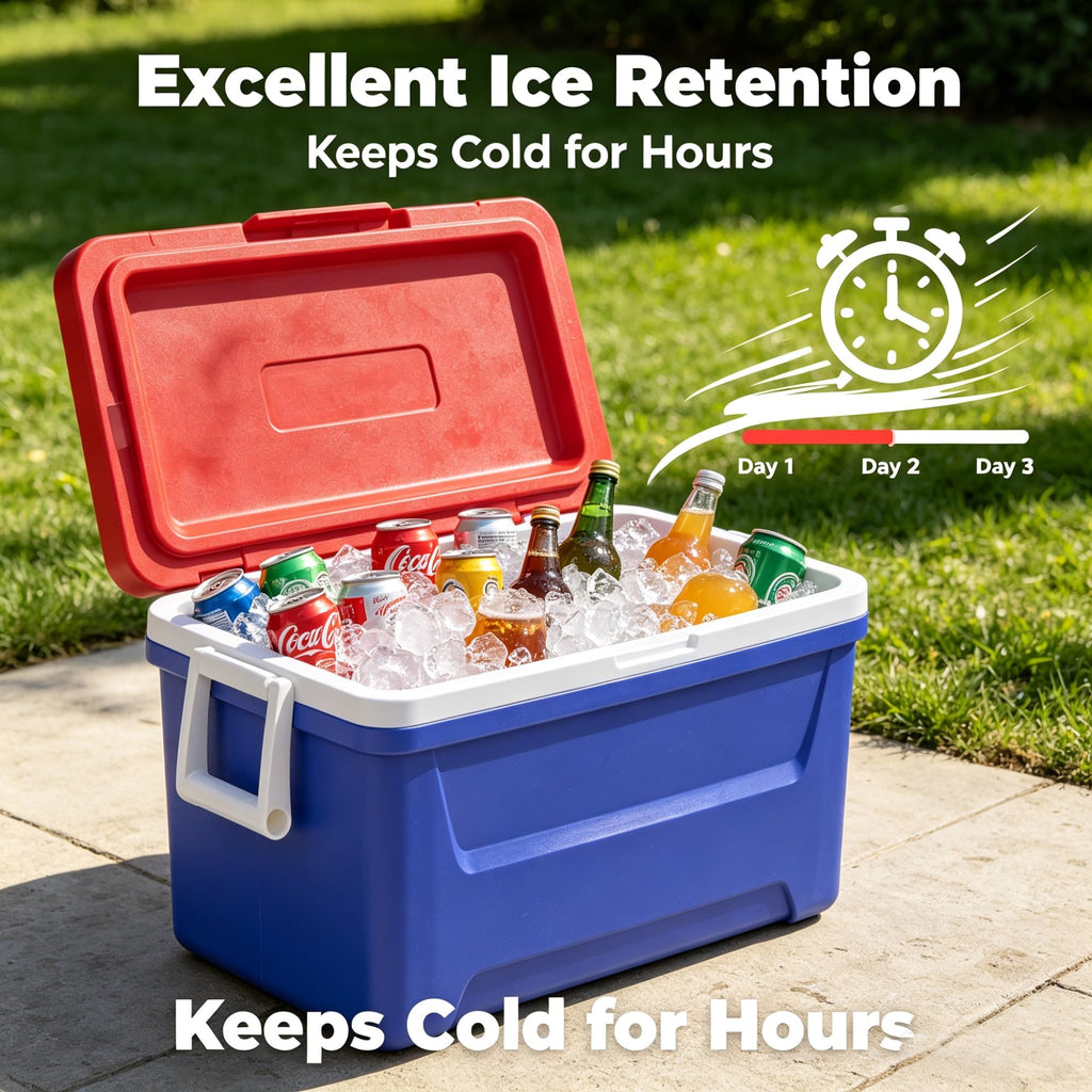 48QT Hard Sided Insulated Ice Chest Cooler Box, 45L Large Capacity Long Lasting Cooling With Stain Odor Resistant Liner For Camping Beach Picnic Tailgating Family Outdoor Gatherings product image
