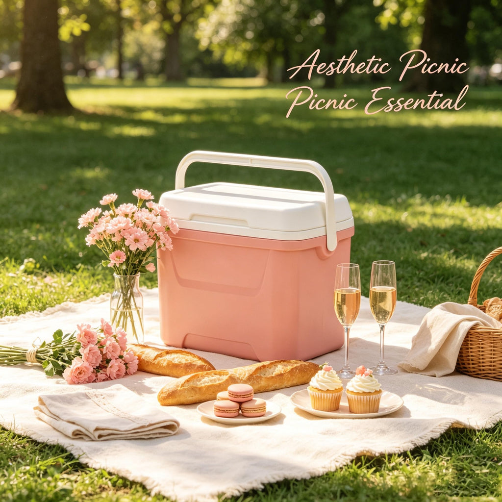 28QT Hard Sided Portable Insulated Ice Chest Cooler Box, 26L Ergonomic Curved Back Eco Foam Thermal Cooling For Camping Sports Day Trips Outdoor Road Travel product image