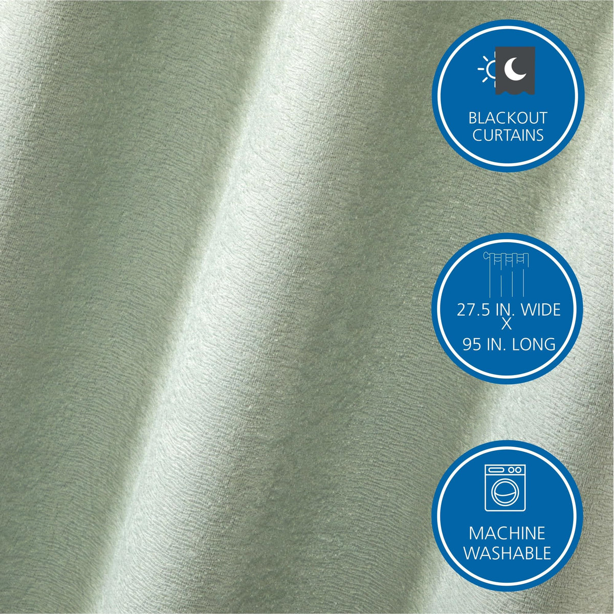 Green Blackout Curtain Panels, Each 28"W X 95"L Rod Pocket Window Curtains, 99% Light Blocking Polyester Energy Saving Drapes Fit Rods Up To 1 Inch Diameter, Machine Washable Bedroom Living Room Decor product image