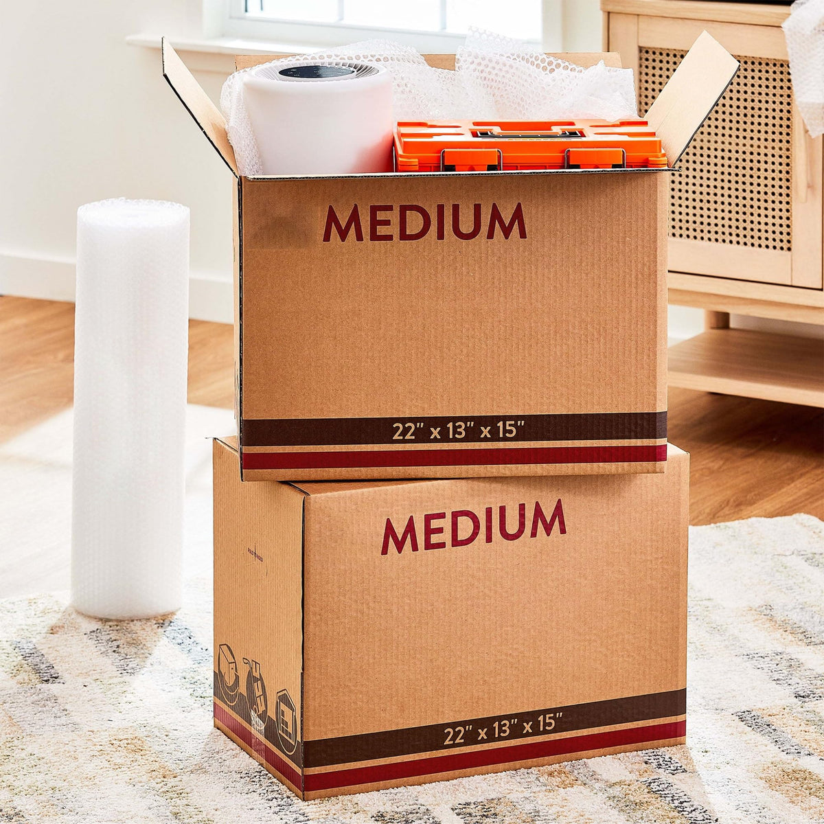 10 Pack Medium Heavy Duty Recycled Kraft Moving Boxes 22 X 13 15 Inch, 42 ECT Crush Resistant Flat Shipped Stackable Storage Cartons For Clothes Household Office Shipping Packing product image